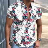 Erkekler Sıradan Gömlek Retro Erkekler Gömlek Renkli Çiçek Baskı Vintage Kavur Yaprağı Baskı Yaz Hırka Üstü İnce Uygun Erkek Giysiler İş için STR
