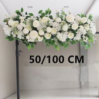 Dekorative Blumen Kränze 50/100 cm DIY Hochzeitsblumenwand Arrangement versorgt Seiden Pfingstrose Rose Künstliche Reihendekoration Bogendekoration