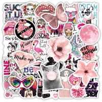 Novo impermeável 10/30 / 50 pcs misturar estilo rosa menina dos desenhos animados adesivos estéticos laptop telefone guitarra graffiti decalques adesivo garoto brinquedos adesivo