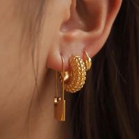 Stud Classic Lock Anhänger Drop Ohrringe für Frauen Mädchen Edelstahl 18K Real Gold Plated Ohrs Party Schmuck AccessorieStud