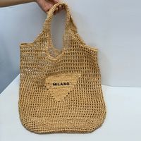 Şarap hindistan cevizi çantası içi boş plaj çantaları moda klasik işlemeli harfler büyük kapasiteli düz renkli alışveriş çantası yumuşak malzeme çanta dokuma çantalar