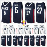 2019 World Cup Team France Basketball Jersey Frank Ntilikina 1 Nicolas Batum 5 Rudy Gobert 27 Evan Fournier 10 Nando De Cole 12 Amath Mbaye