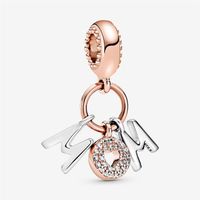 100% 925 Sterling Silver Mom Letters Dangle Charms Fit Original European Charm Bracelet Fashion Women Wedding Jewelry Accessories299e