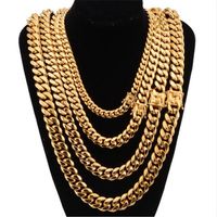 Stainless Steel 18K Gold Plated Necklace High Polished Miami Cuba Link Chain Jewelry Necklace Men Punk Hip Hop Chain 8mm 10mm 12mm331k