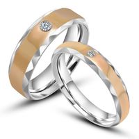 Romantic Stainless Steel Couple Ring for Wedding His and Her Promise Rings Cubic Zirconia Valentine's Day Gift 533219E
