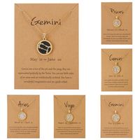 Pendant Necklaces 2022 Trendy Round Coin Zodiac Necklace For Women Star Gold Color Chain Collar Choker Black White Couple Birthday Jewelry