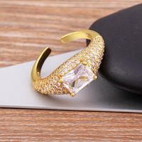 Anelli nuziali di alta qualità zircone geometrico intarsiato svuoto anello trasparente in oro cristallino Donne Fascolo Open Gioielli Regolabili Regolati Regola