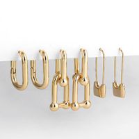 Dangle & Chandelier Gold Link Chain Ball Chunky Earrings Set For Women Geometric Circle Safety Pin Piercing Earring Trendy Jewelry 2022Dangl