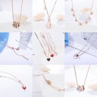 Pendant Necklaces European And American Rose Gold Simple Titanium Steel Necklace Female Lucky Cat Clavicle Chain NecklacePendant