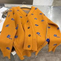 Мужские свитеры Abour Eror Surd Cardigan Нерегулярные вышивки Свободные мужчины Женщины 1: 1 Высококачественная вязаная куртка