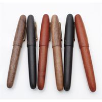 Jinhao 9056 Natural Wood Fountain Pen Handmade MF Nib Ink Pe...