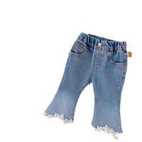 Girls Jeans Children Trousers Denim Kids Pants Clothes Baby Clothing Flower Spring And Autumn Korean Style Flared Children E1805
