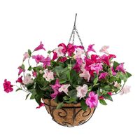 Flores decorativas grinaldas cestas artificiais com plantas de cesta de flores sempre verdes para decoração de casa, pátio interno jardim