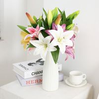 Dekorative Blumen Kränze künstlicher Seiden gefälschter Lilie Bouquet 41 cm lang DIY Kreativ als Geschenk für Freunde Unterrichten Sie frisches Wohnzimmer -Deco