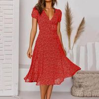 Повседневные платья Dot Printed Summer Dress Женщины для сексуальной одежды с коротким рукавом 2022 -Robe FemmeCasualCasual