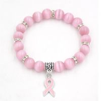 Pack Brustkrebsbewusstsein Schmuck weiß rosa opal perlenarmband bänder charmarme brakelettsbangen bracelets195s