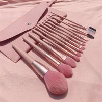 7pcs 12pcs Sweet Pink Makeup Brushes Kit Soft Hair Powder Eyeshadow Blush Brush Womens Beauty Cosmetics Tools Pouch Bag316K