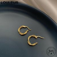 Hoop Huggie Louleur Fransızca 925 Gümüş Küpe 18K Altın Twist Kadınlar İçin Kişilik Moda Takı Fine