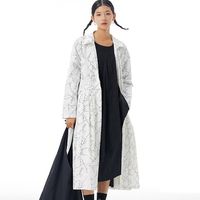 Женщины женские пальто Joilature моды печати длинные поворотный воротник женщин 2022 весна все совпадают свободно сыпучими карманами