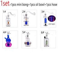 10mm Female Dab Oil Rig Glass Bongs LED Light Dry Herb Water Bong Portable Glass Oil Burner Bongs Ashcatcher Hookah with Smoking Accessories