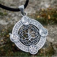 Collares colgantes Nórdicos Viking Odin Rune Amulet Celtic Árbol de la vida Collar para hombres Joyas míticas retro Pendiente Pendiente