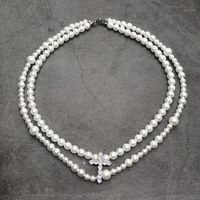 Collane a sospensione Gioielli moda Collana perle multistrato per donne zirconi cross uomini ornamenti hip hop