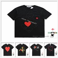 Magliette da uomo donna magliette magliette di alta qualità t-qualità in cotone giapponese cotone corto ricamato cuore rosso grande amore stampa stampa faccina faccina coppia collezione di fondo d13