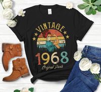 Women's T-Shirt Vintage 1968 Original Parts Retro With Mask Quarantine Edition TShirt Funny 53nd Birthday Gift Idea Women Mom Wife Friend Co