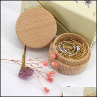 Kleine Ronde Houten Opbergdozen Ring Box Vintage Decoratieve Natuurlijke Craft Sieraden Case Bruiloft Accessoires 322 Q2 Drop Leverings 2021 Packag