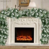 6ft 1.8m Noel Çelenk Beyaz Düşen Kar Rattan Şömine Kapısı Yapay Bitkiler Çelenk Ev Partisi Düğün Süslemeleri L220812