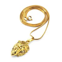 Men Charm Lion Head Hanghangende hiphop -kettingen voor 18K GOUD GOLD PLATED 60 cm lange keten mode sieraden ontwerp heren ketting254p