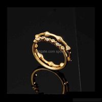 Wedding Jewelrybrass With 18 K Gold Zircon Band Statement Rings Set Designer T Show Club Cocktail Party Ins Rare Elegance Japan Ko361o