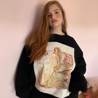 Women's Hoodies & Sweatshirts Fleece Sweater Printed Long-Sleeved Jacket Women 2022 European And American Autumn Winter Oil Painting Pullove