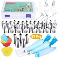 Other Bakeware 85Pcs Cake Decorating Pen Kit Supplies Pastry Bags Cup Tools Piping Tips Stainless Steel Cookie Nozzles Plastic Box