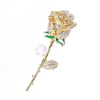 Retro Rhinestone Rose Flower Brooches for Women Pearl Crystal Luxulry Corsage Pins Female Scarf Buckle Jewelry Holiday Gifts