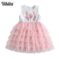 Vikita Kids Tutu Elbise Kızlar İçin Toddlers Yaz Kolsuz Prenses Es Kız Elegant Party Balo Balo Giyim 220429