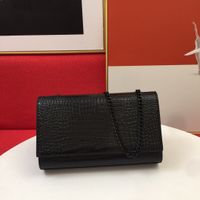 Klassischer Klappen Designer Cross Body Bag Abend Clutch Leder schwarzer Ketten Hardware -Umschlag Taschengeldpanzer Mode Frauen Brieftasche Luxus Lady