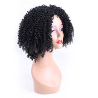Afro Kinky Curly Wig 14 Inch Medium Brown Synthetic Long Wigs for Black Women African Deep Curl Hairstyle