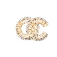 Broche de luxe Broche Double lettre Diamond Broches Pin Géométrique Inlay Crystal Cristal Strass Perles Pinceaux pour femmes célèbres Femmes De Mariage Jaire