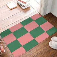 카펫 checkerboar 격자 무늬 녹색 분홍색 도문 매트 침실 환영 폴리 에스테 거실 홈 카펫 안티 슬립 바닥 깔개 문 매트 욕조