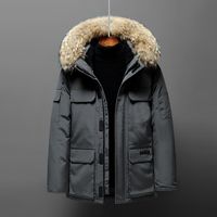 패션 겨울 남성 다운 코트 보닛 코트 따뜻한 남성 거위베이스 베일 블루 자켓 모피 칼라 G220809