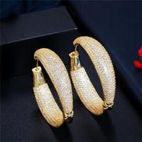 High quality 18K Yellow Gold Plated Full Bling CZ Hoop Earrings for Party Wedding Gift for Women330G