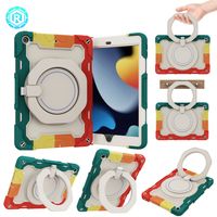 Portable Rainbow Armor Case for iPad Pro 12.9 10.2 11 9.7 Air4 Mini 4 5 6 Lanyard Rope Hanging Rotating Ring Rugged Silicone Adjustable Kickstand Tablet Cover