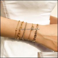 Bransoletki bransoletki biżuteria 5pcs dhinstone motyl tenis zestaw metalowe koraliki kryształowy urok kwadratowy łańcuch nadgarstka dla kobiet da upusz