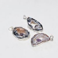 Pendant Necklaces 2022 Silver Plated Natural Geode Druzy With Amethysts Polish Grey Black Raw Quartz Slice Point