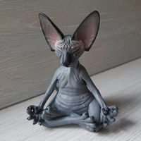 Charms Yoga Meditate Statue Sphynx Cat Collection Ornament M...