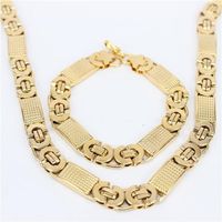 New Fashion Silver Gold Plated Rope Chain Necklace 316L Stainless Steel Necklace Bracelet Men Jewelry Set219D