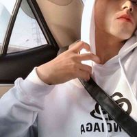 D7AP Spring and autumn lock letter Chao brand Korean Hoodie couple fashion high street style Pullover versatile long sleeve top Same star High version category