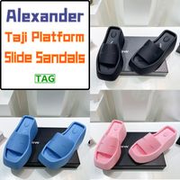 Yüksek kaliteli Alexander terlik taji platform slayt sandalet lüks plaj sandalet mavi pembe siyah aw erkek kadın slaytlar kapalı açık flip flop ayakkabıları