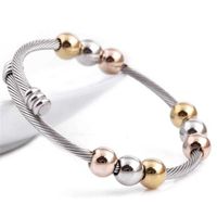 Bangle ZORCVENS Arrival Spring Wire Line Colorful Beads Cross Stainless Steel Cable Stretch Bracelet Bangles For Women